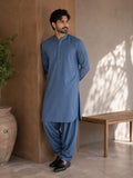 LA | Slate Blue Wash-and-Wear Shalwar Kameez - Unstitched