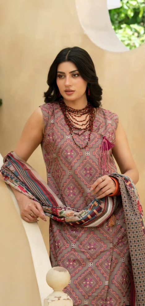 Poshak | Mauve Mirage - Premium Embroidered Lawn 3-Piece Unstitched Suit