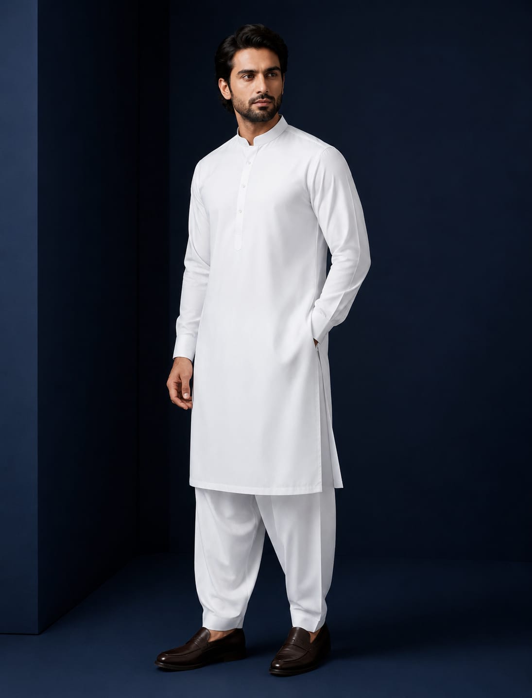 LA | White Cotton Shalwar Kameez - Unstitched