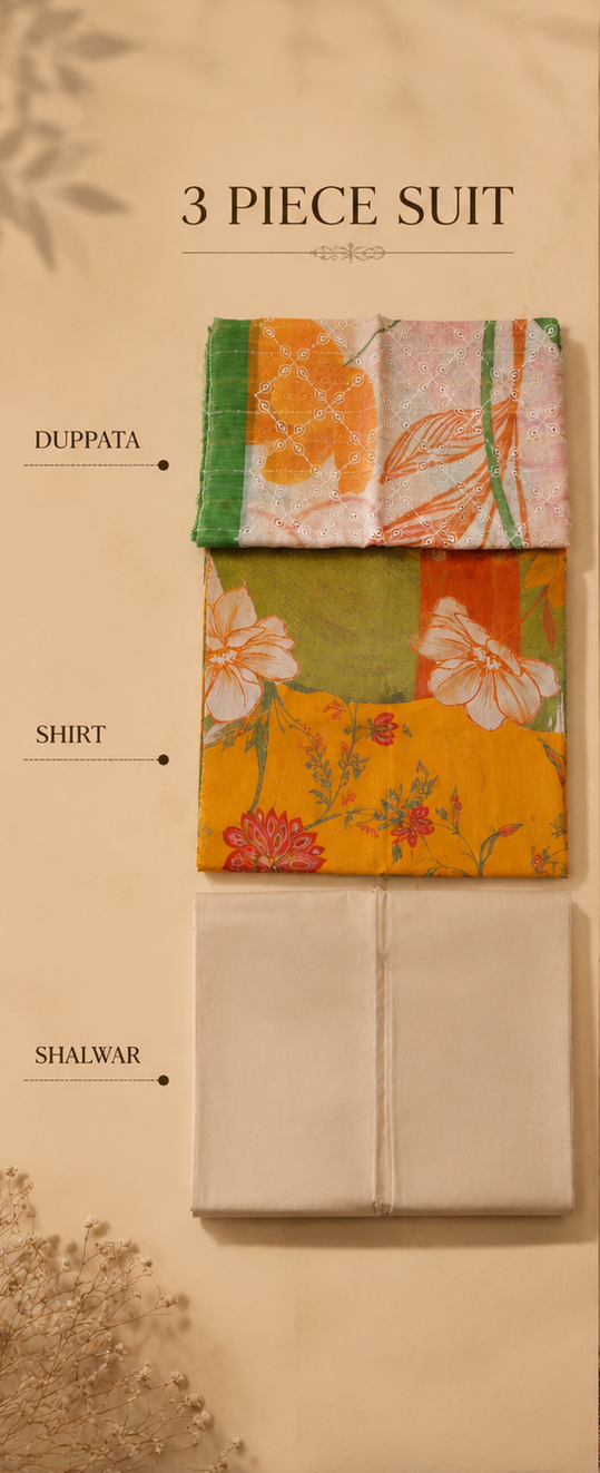 Heritage | Amber Hibiscus — Premium Embroidered Lawn 3-Piece Unstitched Suit
