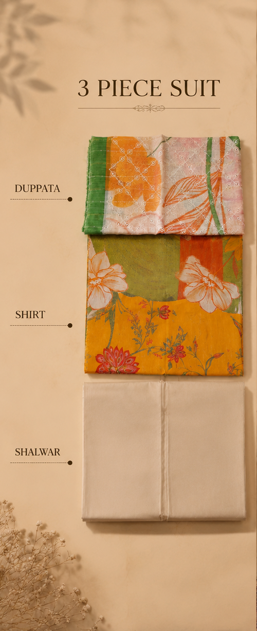 Heritage | Amber Hibiscus — Premium Embroidered Lawn 3-Piece Unstitched Suit