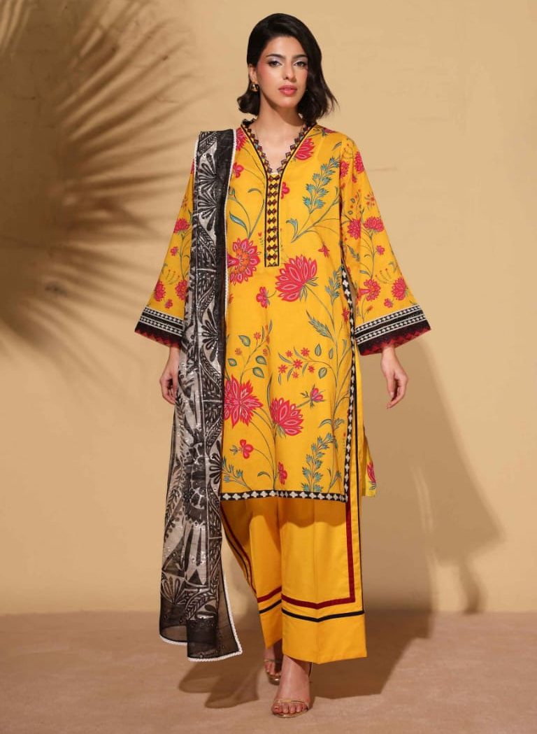Heritage | Saffron Garden — Premium Embroidered Lawn 3-Piece Unstitched Suit