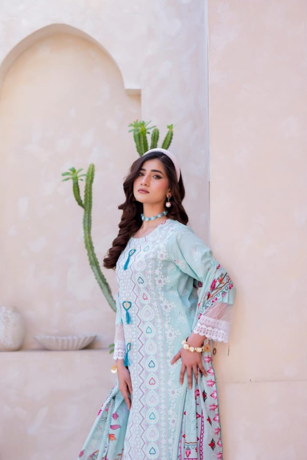 Signature | Mint Tassel — Premium Embroidered Lawn 3-Piece Unstitched Suit
