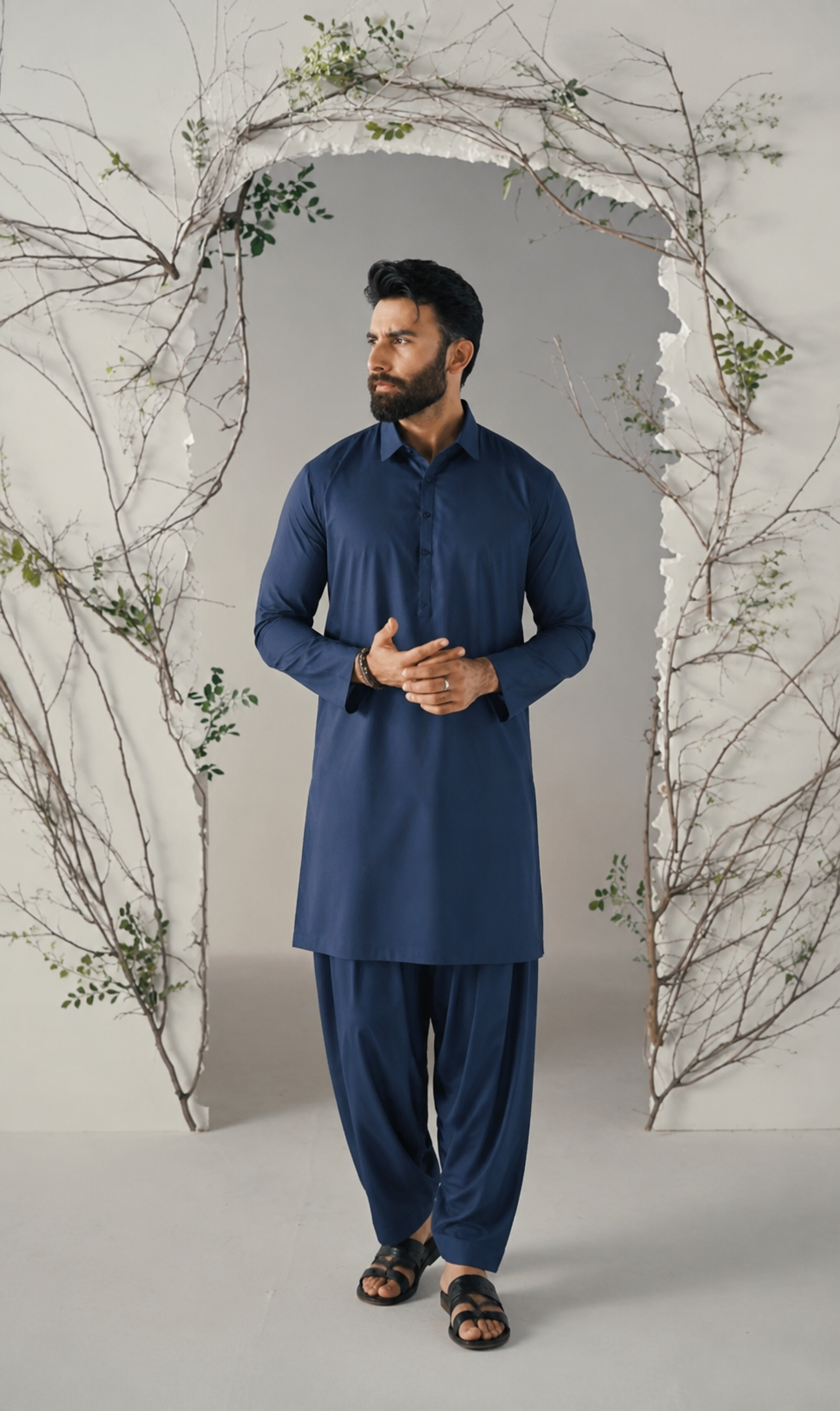 LA | Navy Blue Cotton Shalwar Kameez - Unstitched