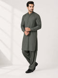 LA | Olive Green Wash-and-Wear Shalwar Kameez - Unstitched