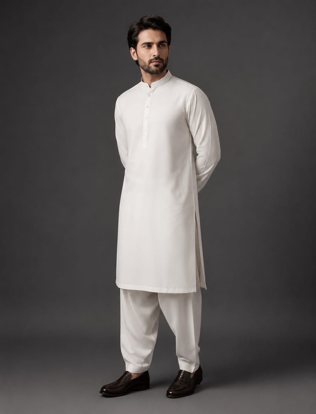 LA | Off-White Cotton Shalwar Kameez – Unstitched