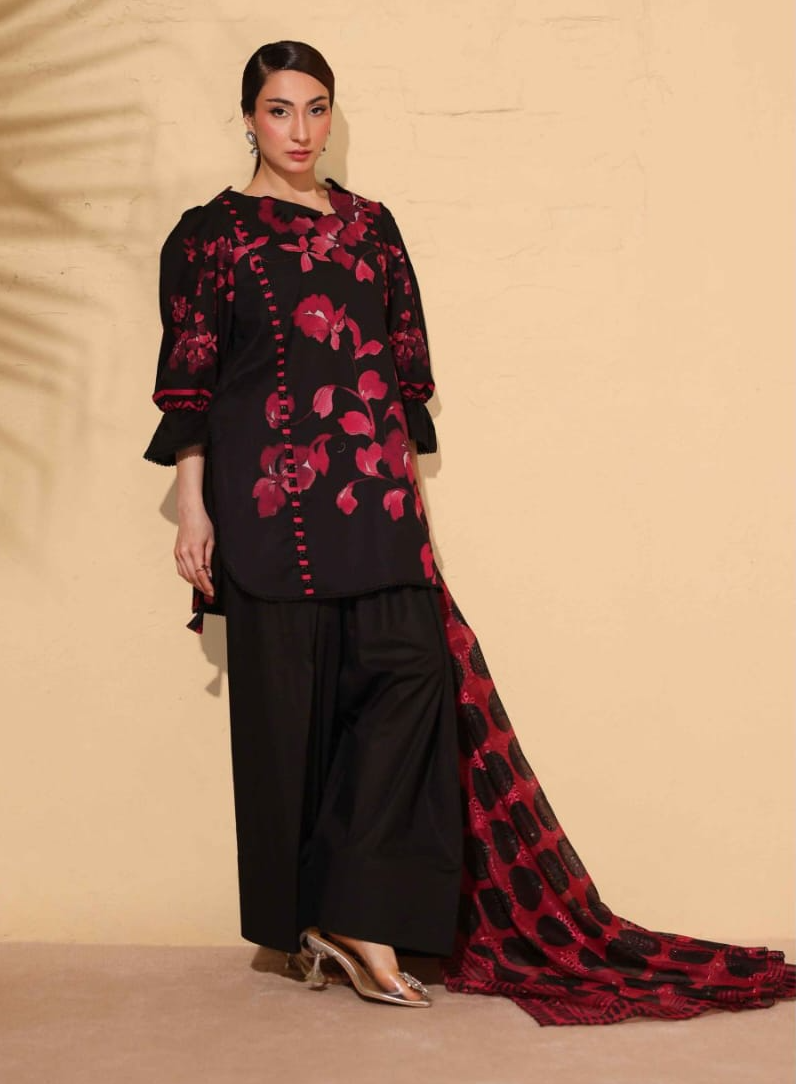 Heritage | Crimson Night — Premium Embroidered Lawn 3-Piece Unstitched Suit