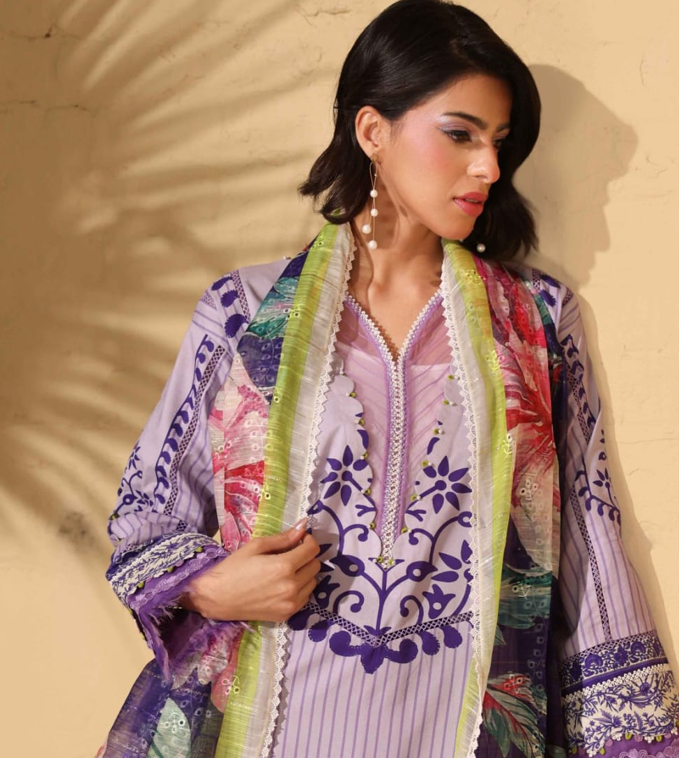 Heritage | Lavender Peony — Premium Embroidered Lawn 3-Piece Unstitched Suit