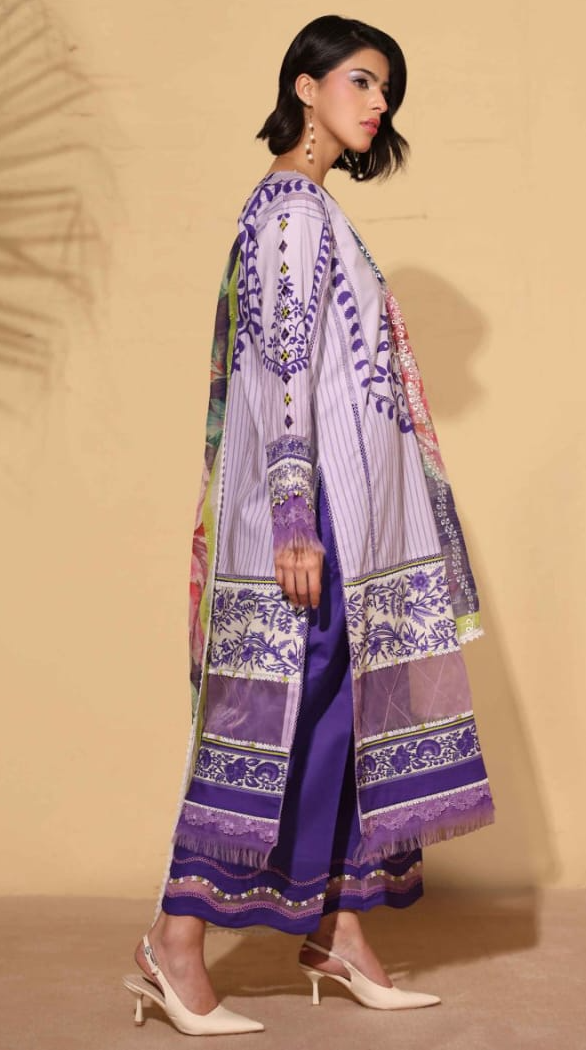 Heritage | Lavender Peony — Premium Embroidered Lawn 3-Piece Unstitched Suit