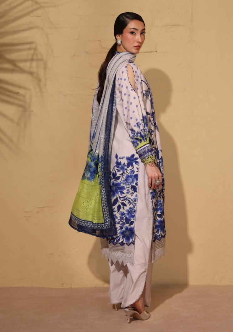 Heritage | Azure Bloom — Premium Embroidered Lawn 3-Piece Unstitched Suit