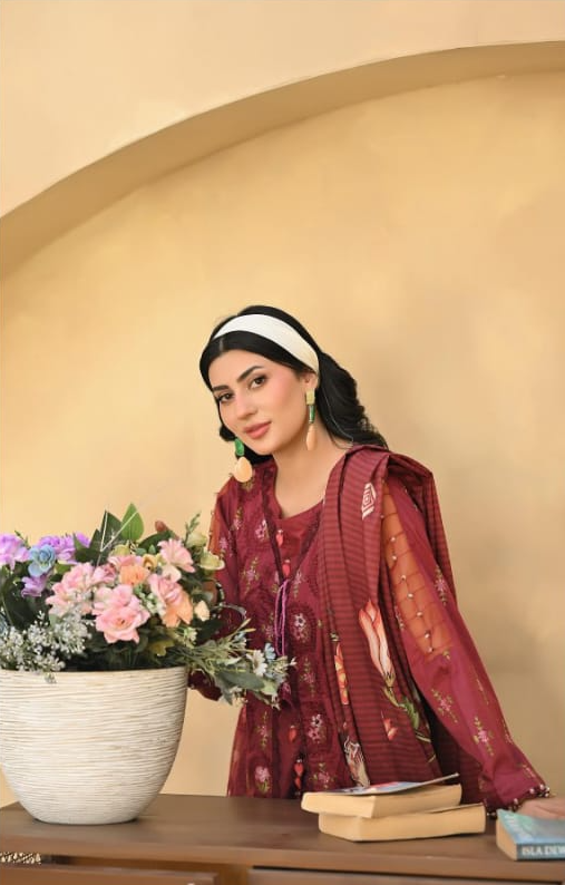 Poshak | Crimson Heritage - Premium Embroidered Lawn 3-Piece Unstitched Suit