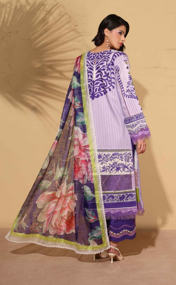Heritage | Lavender Peony — Premium Embroidered Lawn 3-Piece Unstitched Suit