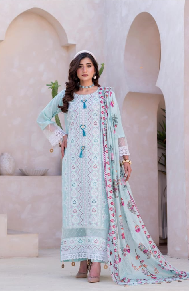 Signature | Mint Tassel — Premium Embroidered Lawn 3-Piece Unstitched Suit