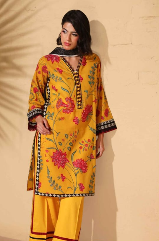 Heritage | Saffron Garden — Premium Embroidered Lawn 3-Piece Unstitched Suit