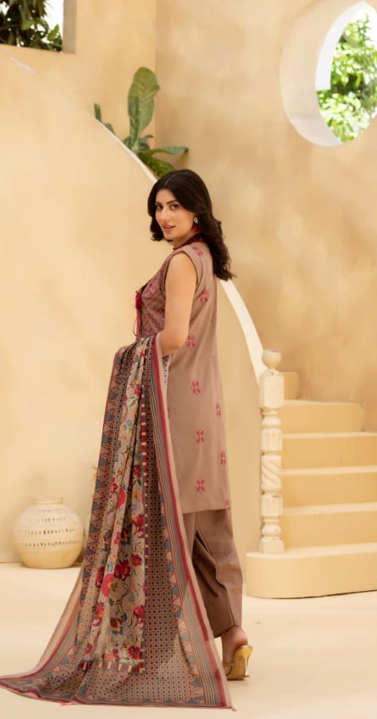 Poshak | Mauve Mirage - Premium Embroidered Lawn 3-Piece Unstitched Suit