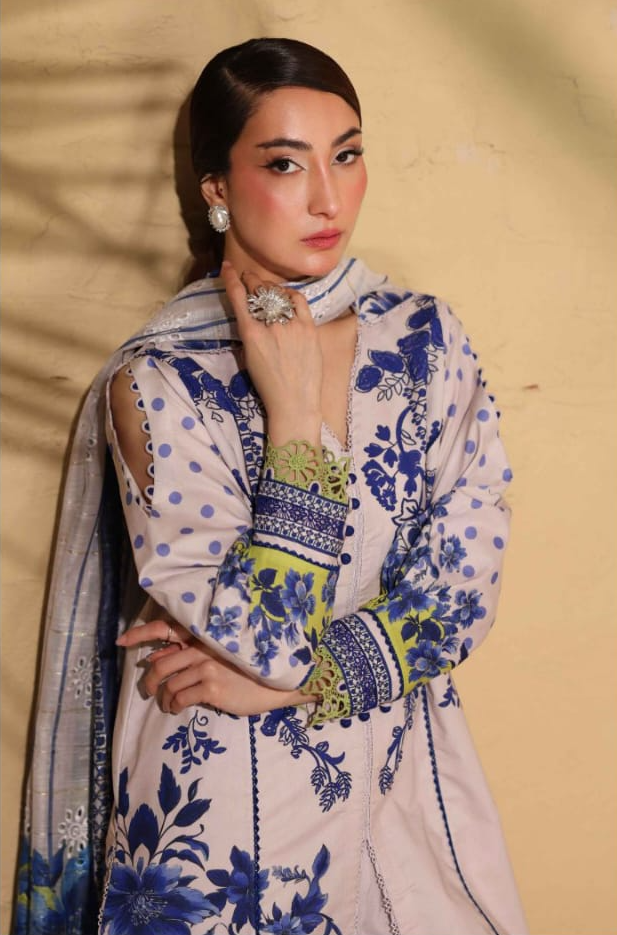 Heritage | Azure Bloom — Premium Embroidered Lawn 3-Piece Unstitched Suit