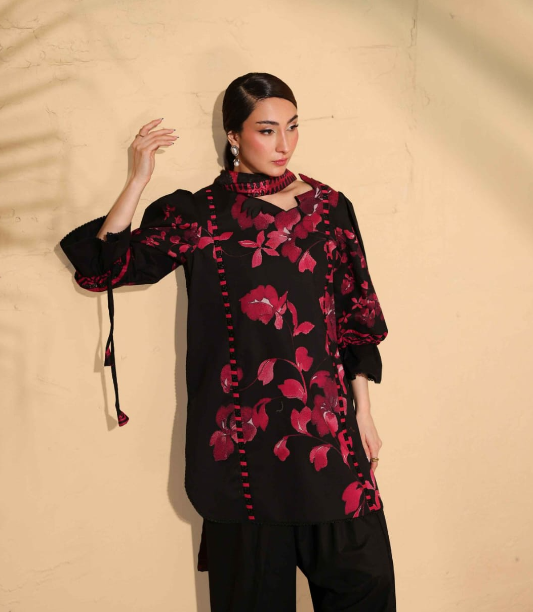 Heritage | Crimson Night — Premium Embroidered Lawn 3-Piece Unstitched Suit