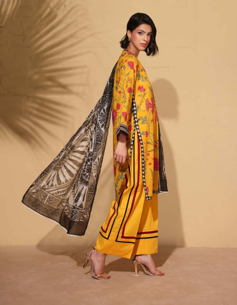 Heritage | Saffron Garden — Premium Embroidered Lawn 3-Piece Unstitched Suit