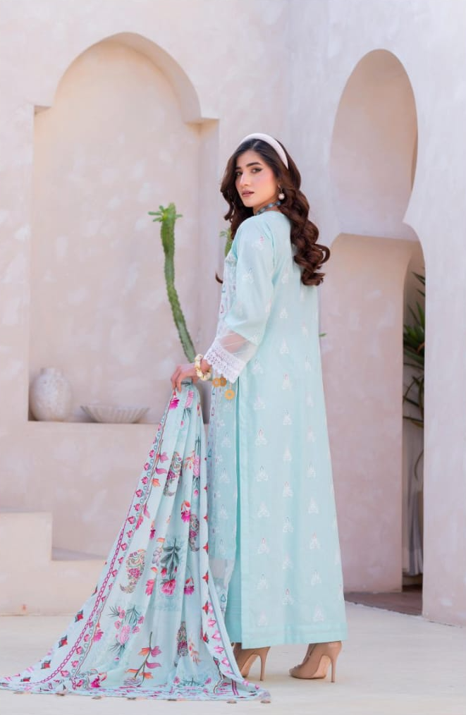 Signature | Mint Tassel — Premium Embroidered Lawn 3-Piece Unstitched Suit