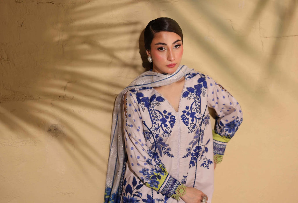 Heritage | Azure Bloom — Premium Embroidered Lawn 3-Piece Unstitched Suit