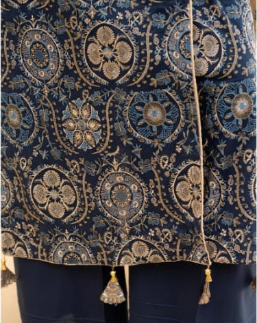 Poshak | Midnight Navy - Premium Embroidered Lawn 3-Piece Unstitched Suit