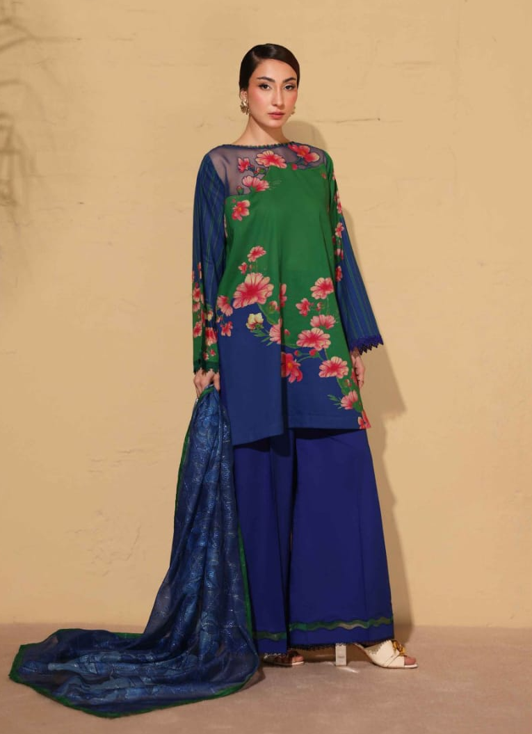 Heritage | Emerald Bloom — Premium Embroidered Lawn 3-Piece Unstitched Suit