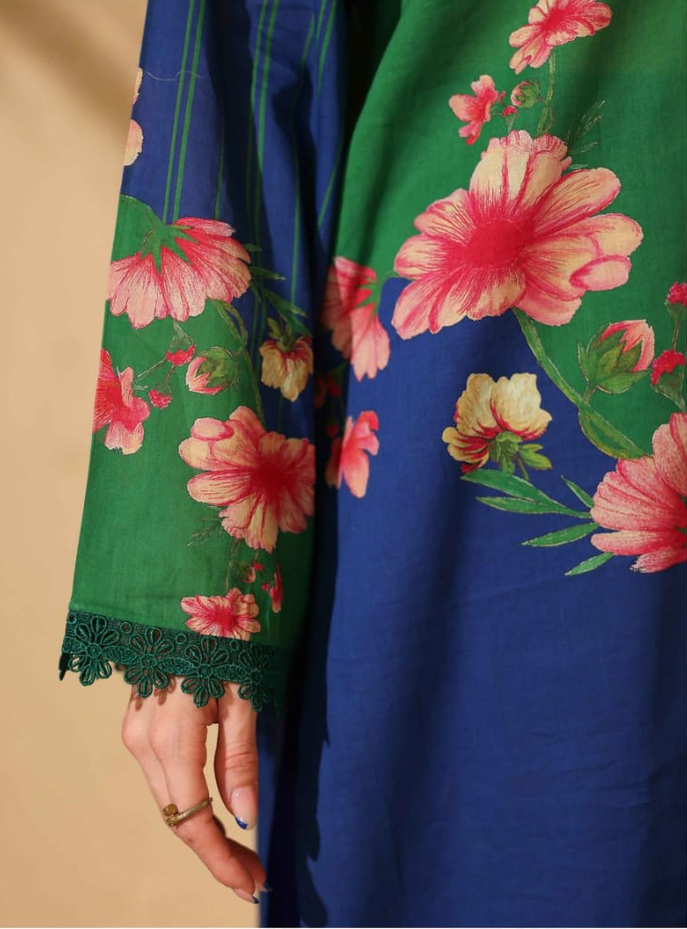 Heritage | Emerald Bloom — Premium Embroidered Lawn 3-Piece Unstitched Suit